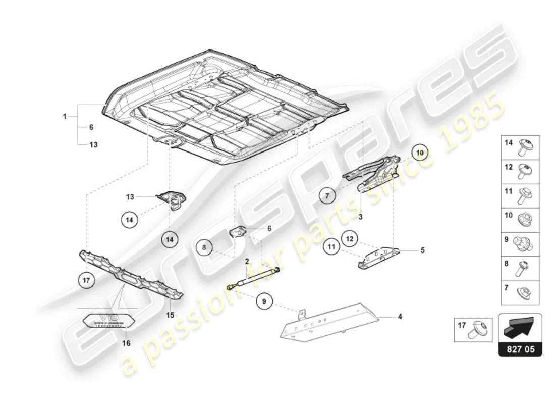 lamborghini evo spyder (2024) rear lid diagrama de piezas