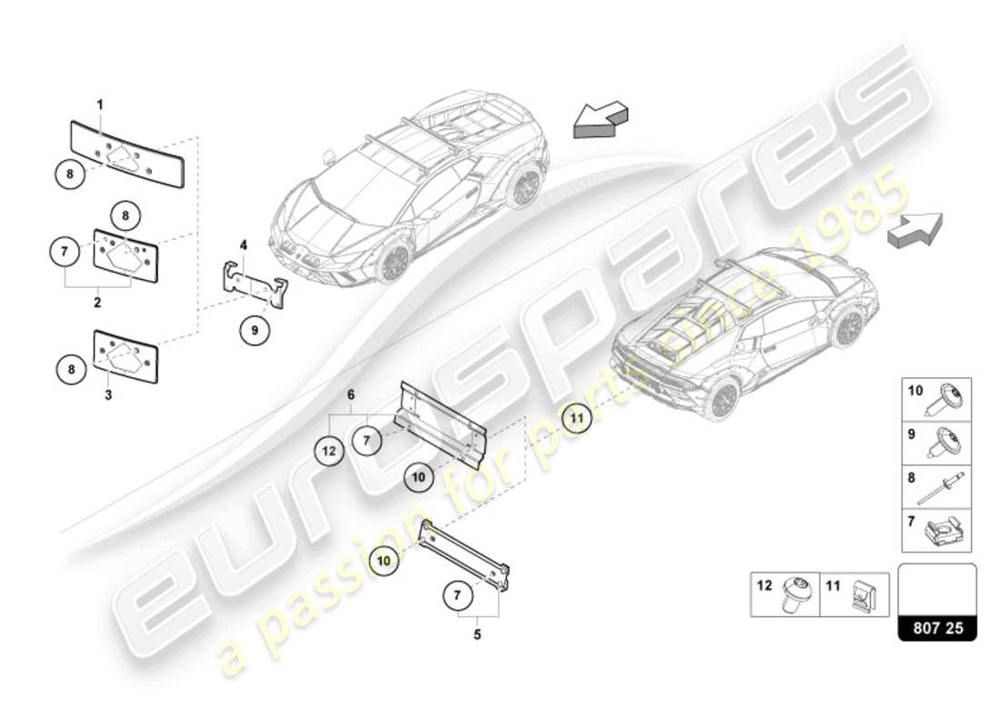 lamborghini 2024 (sterrato) portamatrícula diagrama de piezas