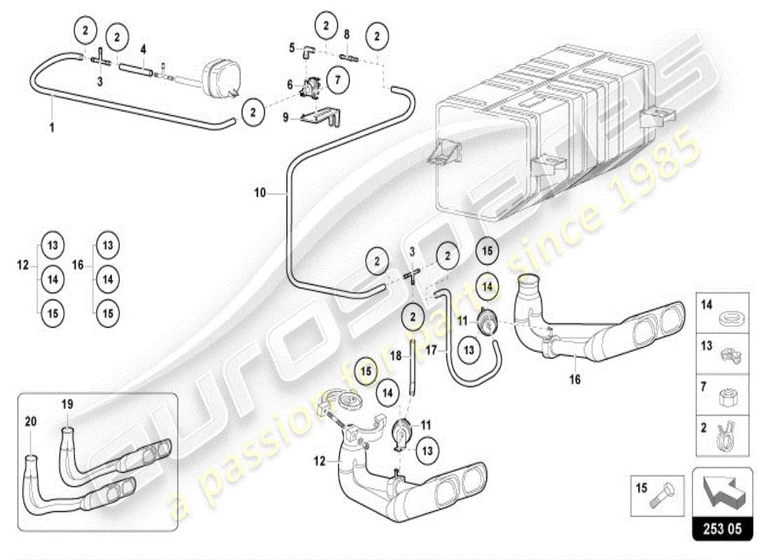 lamborghini diablo vt (1999) silenciador con catalizador diagrama de piezas