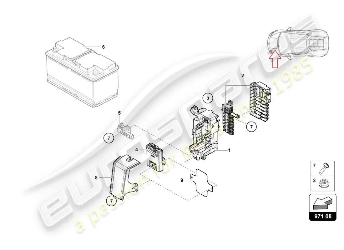 lamborghini lp580-2 coupe (2018) caja de fusibles diagrama de piezas