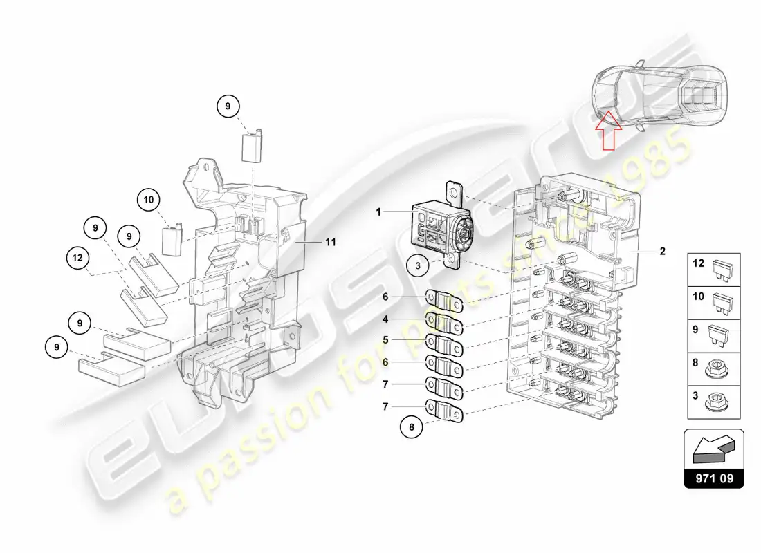 lamborghini lp580-2 coupe (2018) fusibles diagrama de piezas