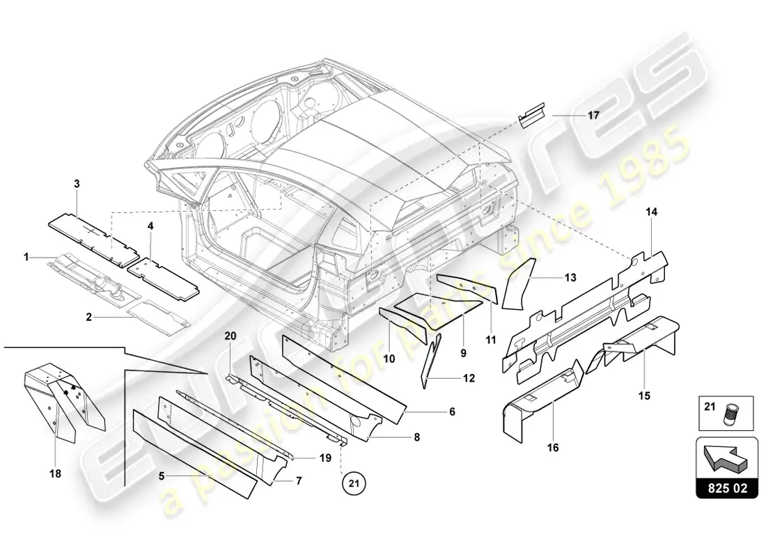 lamborghini lp720-4 coupe 50 (2014) amortiguador para túnel diagrama de piezas