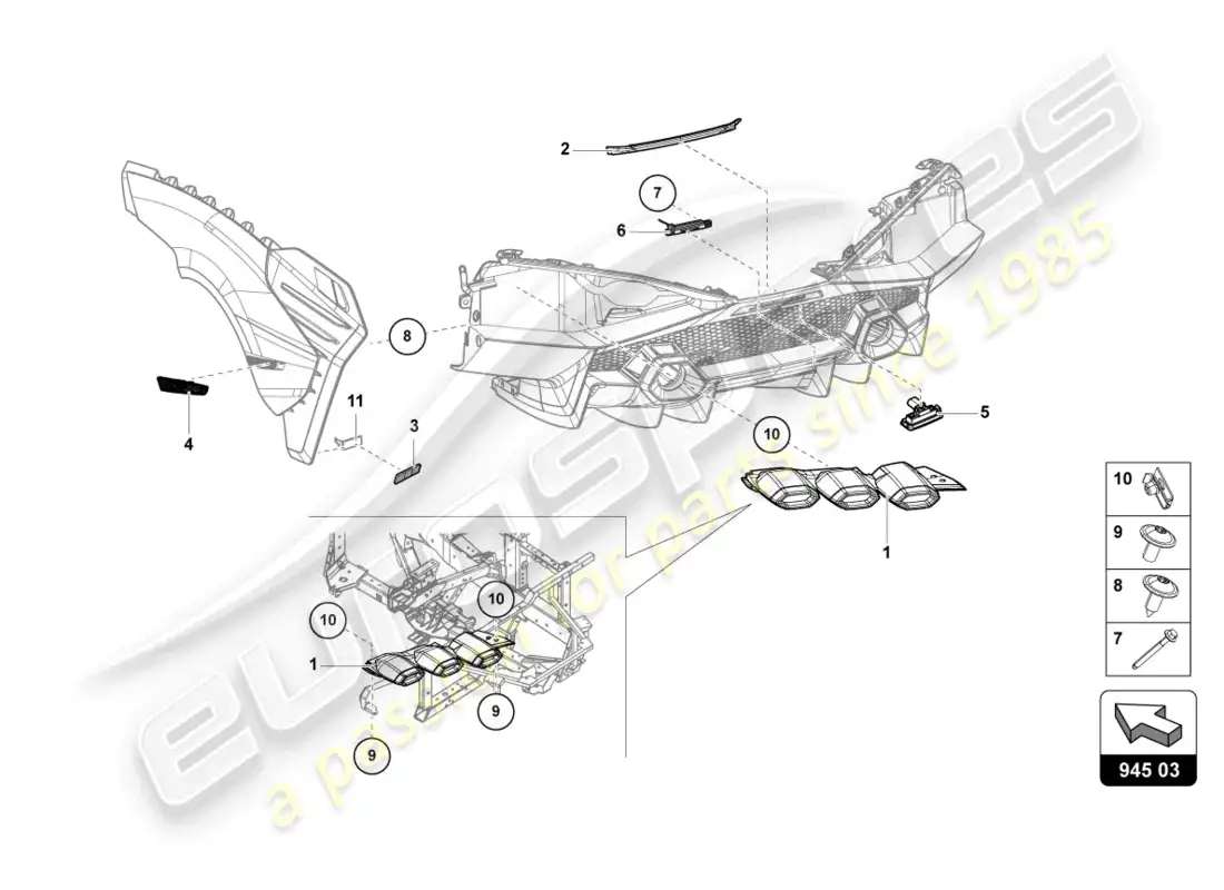lamborghini sian (2021) luz trasera trasera diagrama de piezas