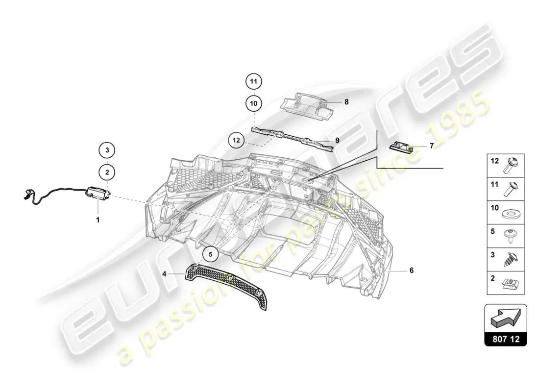 lamborghini lp750-4 sv roadster (2017) parachoques completo diagrama de pieza