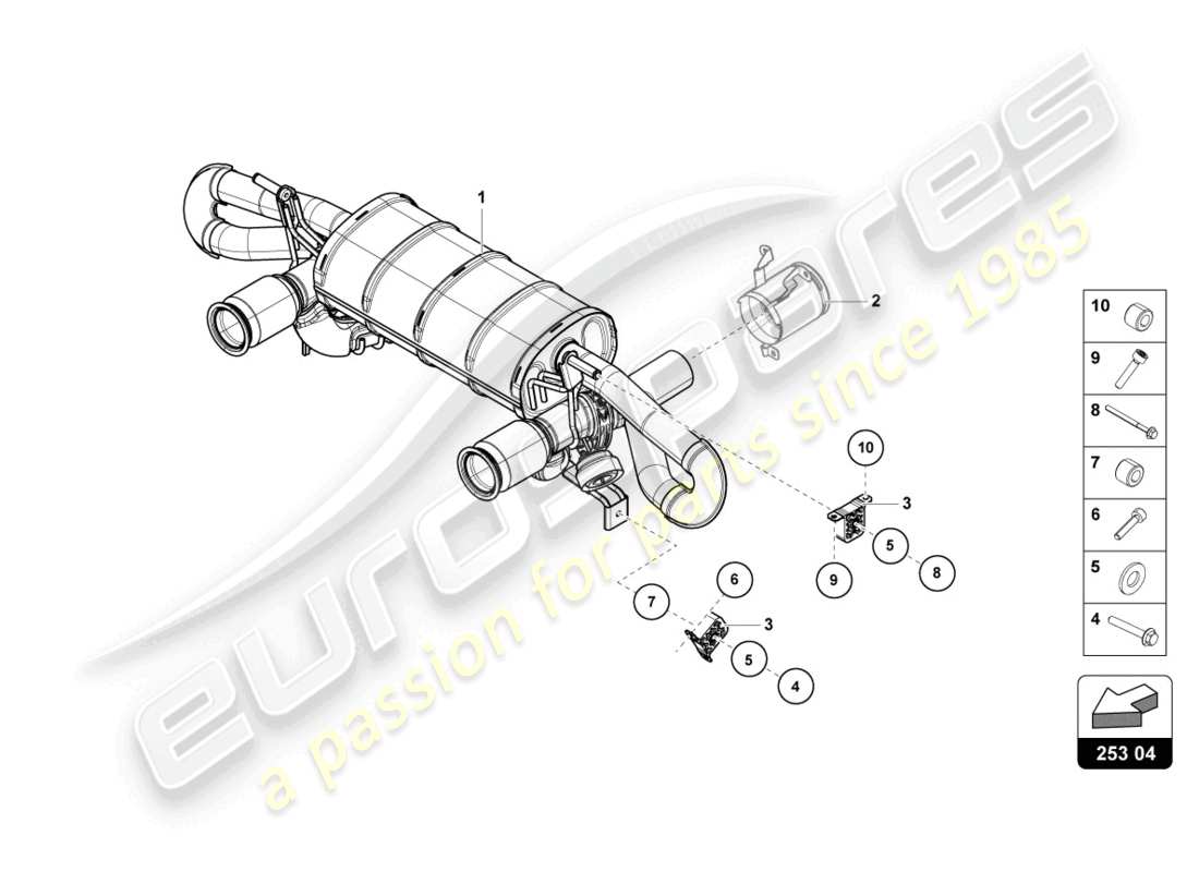 lamborghini tecnica (2023) diagrama de piezas del silenciador