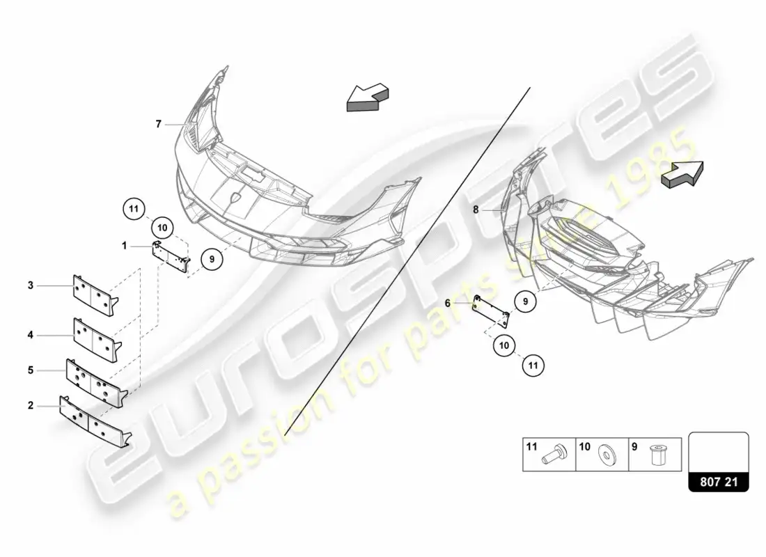 lamborghini centenario coupe (2017) portamatrícula diagrama de piezas