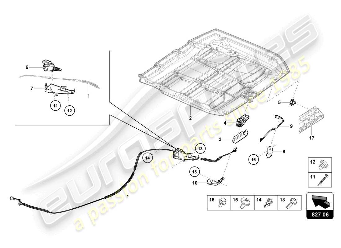 lamborghini 2022 (evo spyder) diagrama de piezas de la tapa trasera
