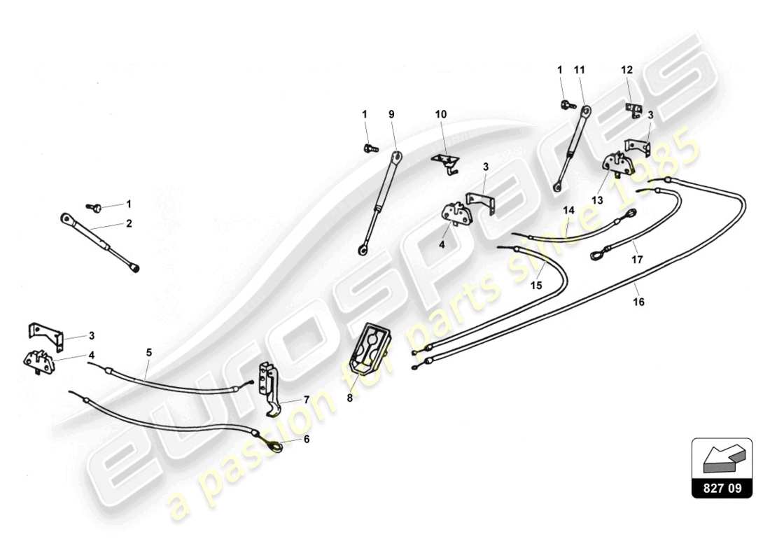 lamborghini countach 25th anniversary (1989) cerraduras de capó y palancas de apertura diagrama de piezas