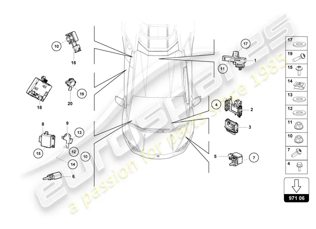 lamborghini lp610-4 spyder (2016) unidad de control diagrama de piezas