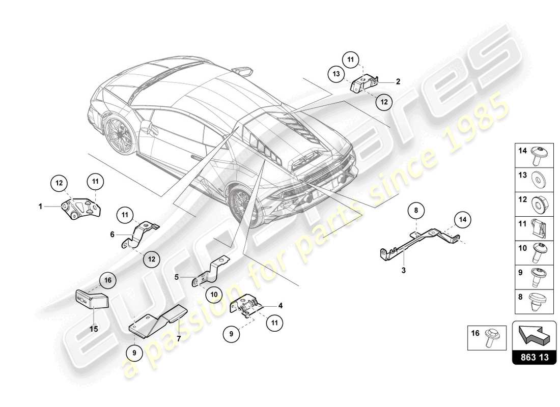 lamborghini tecnica (2023) fijación de piezas para el motor diagrama de piezas
