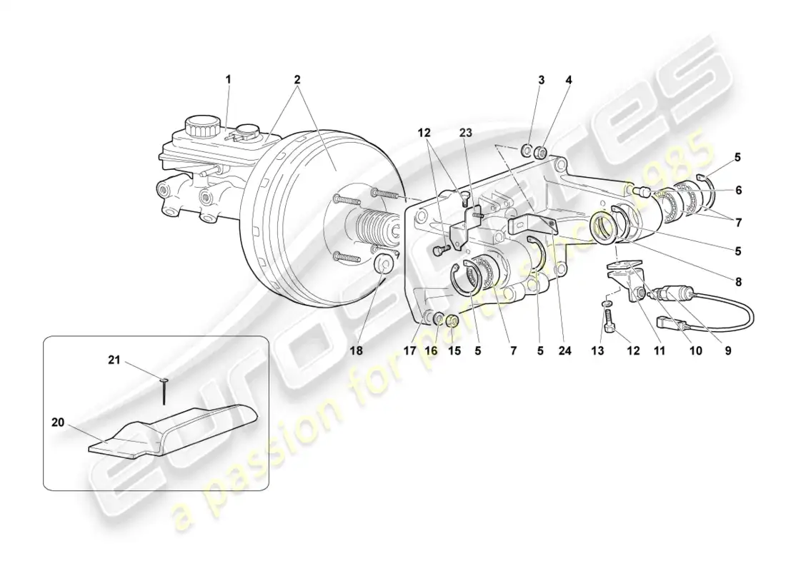 lamborghini murcielago coupe (2002) servo freno rhd diagrama de piezas