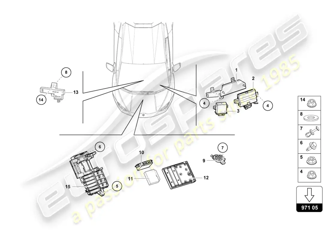 lamborghini lp610-4 spyder (2016) unidad de control diagrama de piezas