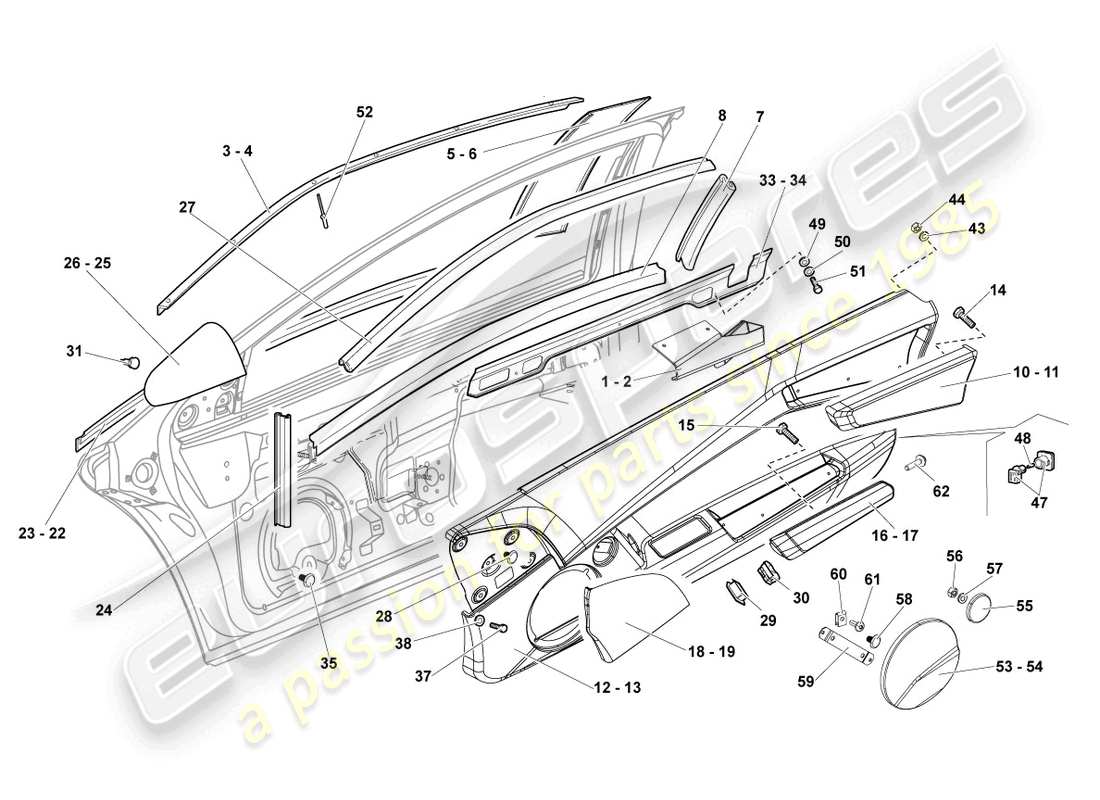 lamborghini lp670-4 sv (2010) diagrama de piezas de la guía de ventana