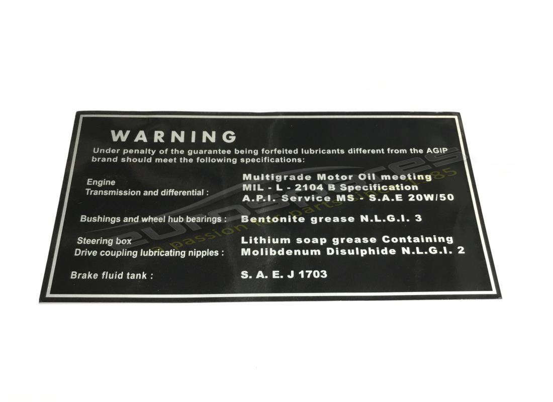 nueva ferrari etiqueta de advertencia de lubricante. número de parte fst001 (1)