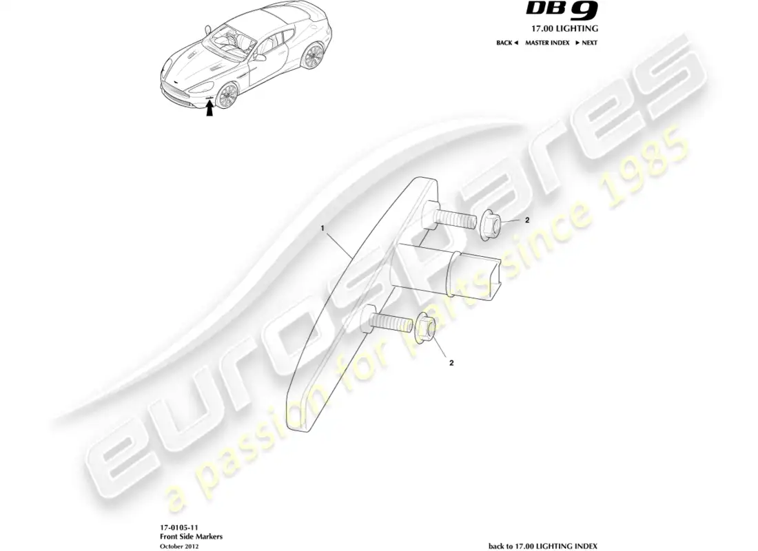 aston martin db9 (2017) front side markers diagrama de piezas