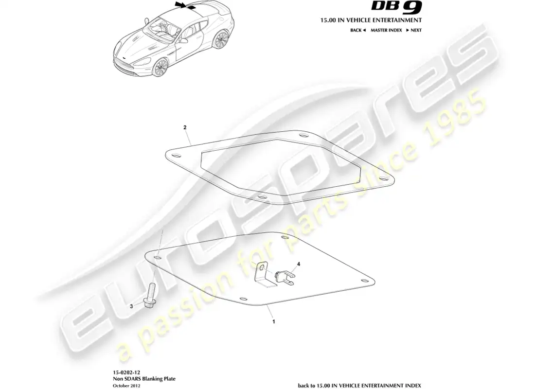 aston martin db9 (2013) placa ciega no sdars diagrama de piezas