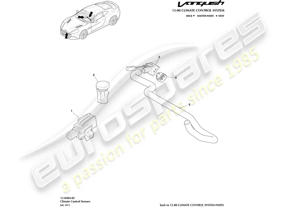 aston martin vanquish (2016) sensores diagrama de piezas
