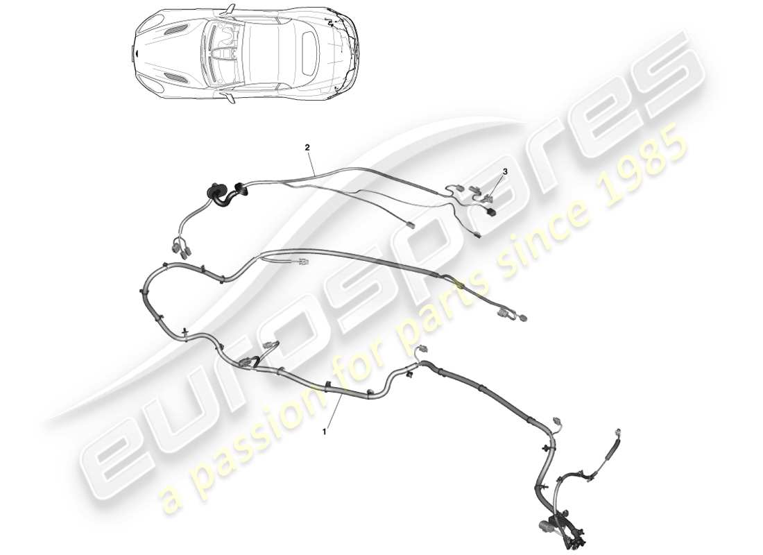 aston martin vanquish (2014) arnés del extremo trasero, diagrama de piezas volante