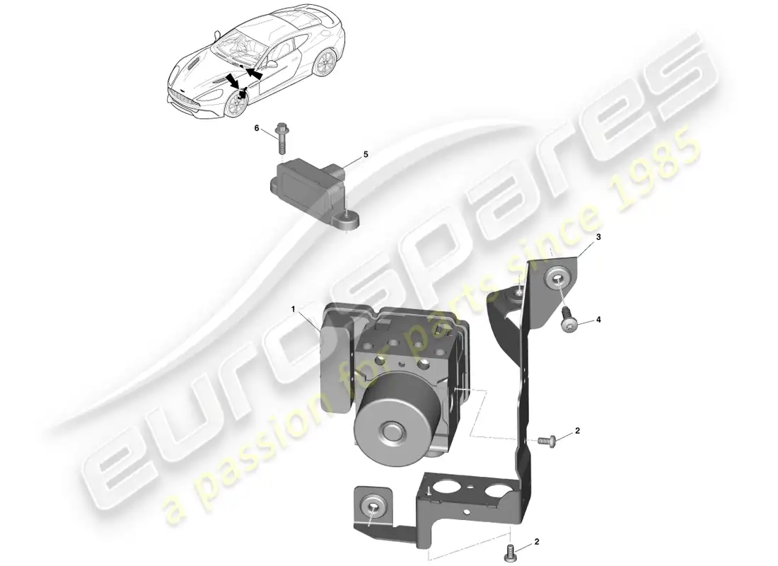 aston martin vanquish (2013) módulo de freno electrónico diagrama de piezas