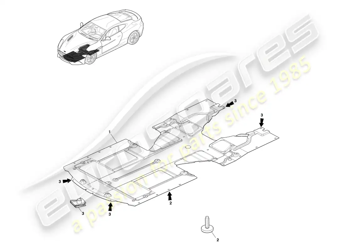 aston martin vanquish (2014) bandeja inferior delantera, cupé diagrama de piezas