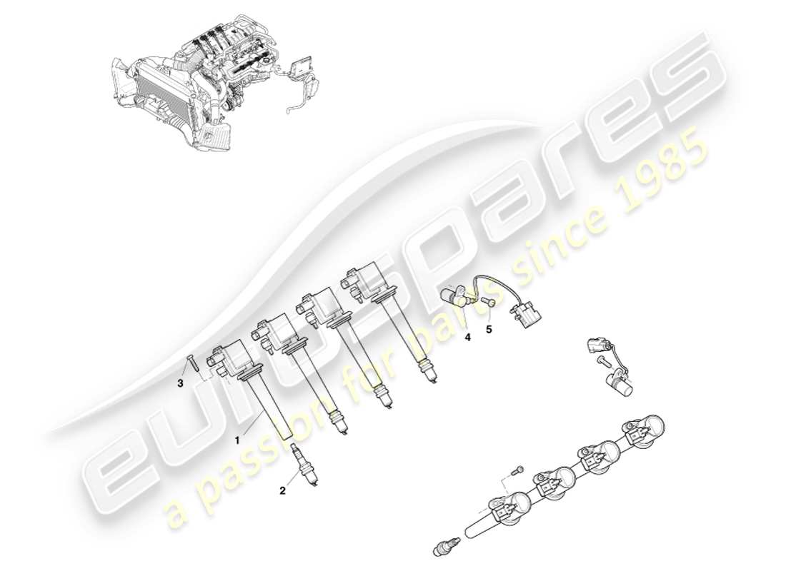 aston martin v8 vantage (2005) diagrama de piezas de encendido