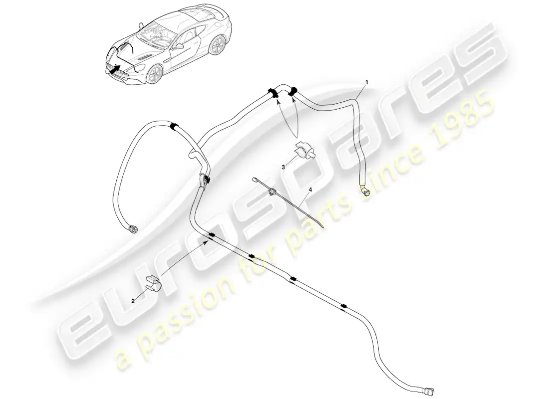 aston martin vanquish (2014) lavado de faros diagrama de piezas