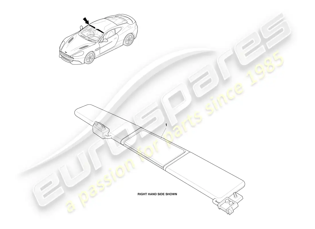 aston martin vanquish (2013) viseras de sol diagrama de piezas