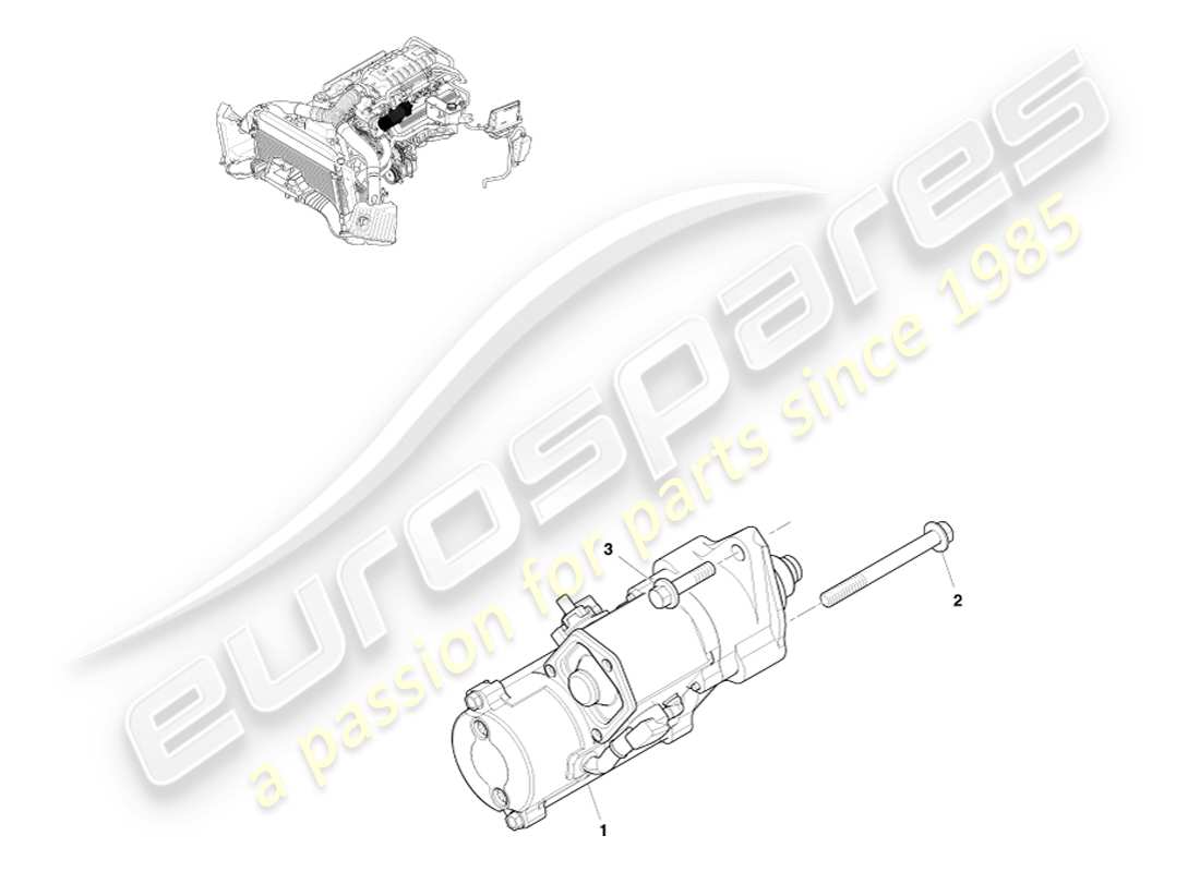 aston martin v8 vantage (2005) diagrama de piezas del motor de arranque