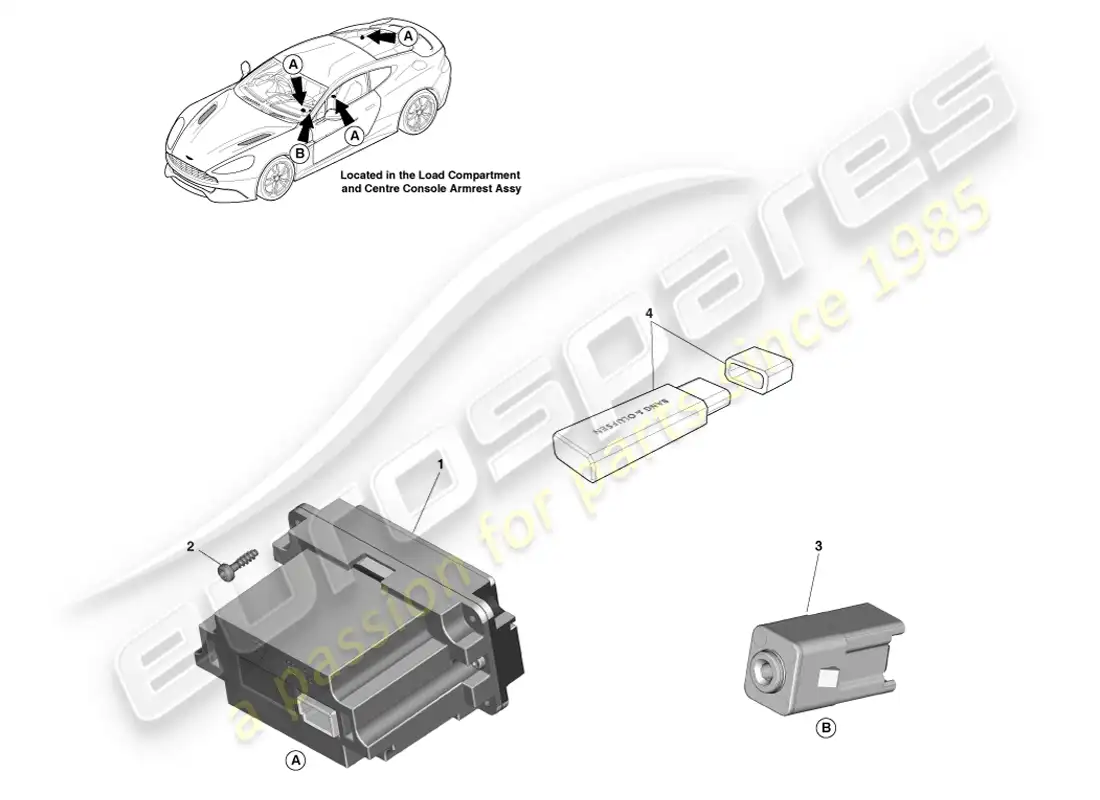 aston martin vanquish (2013) reproductor multimedia diagrama de piezas
