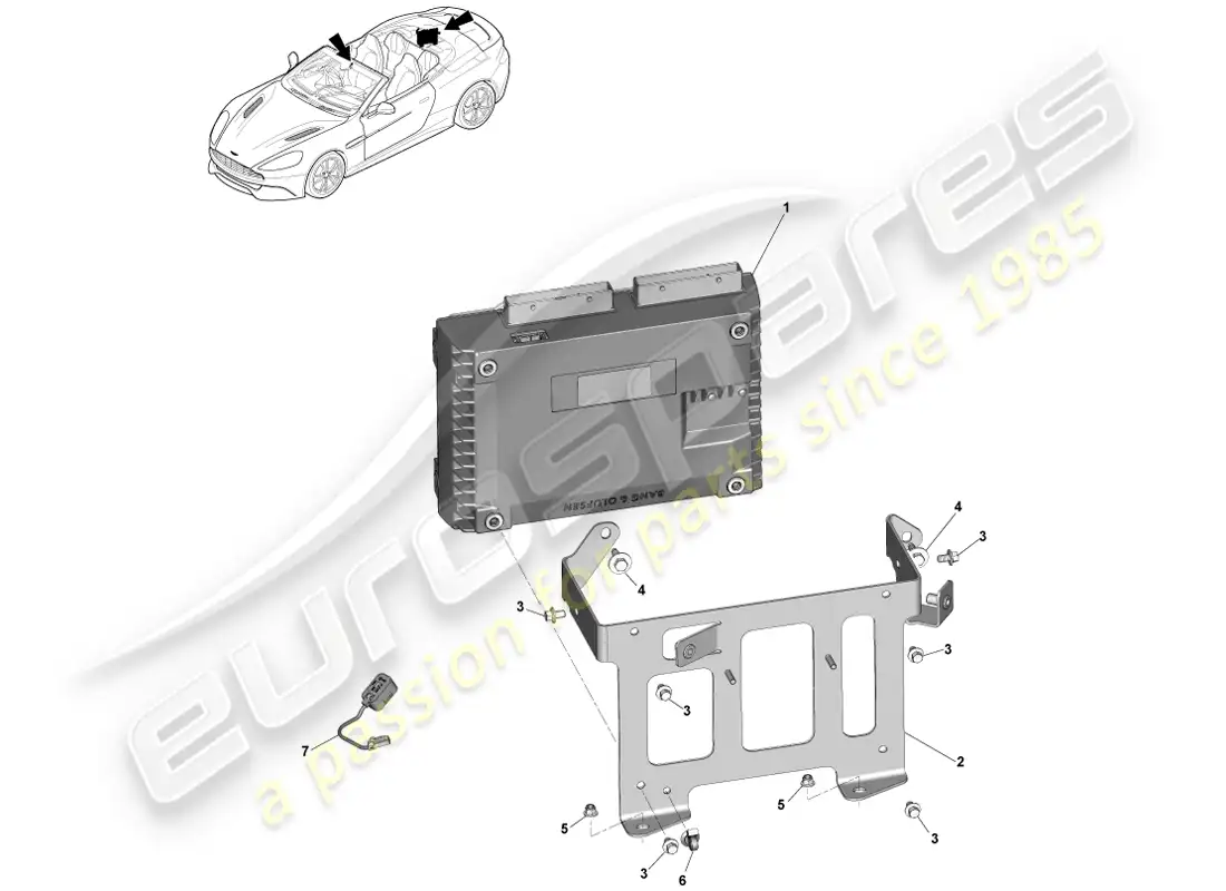 aston martin vanquish (2013) amplificadores, b&o, volante diagrama de piezas