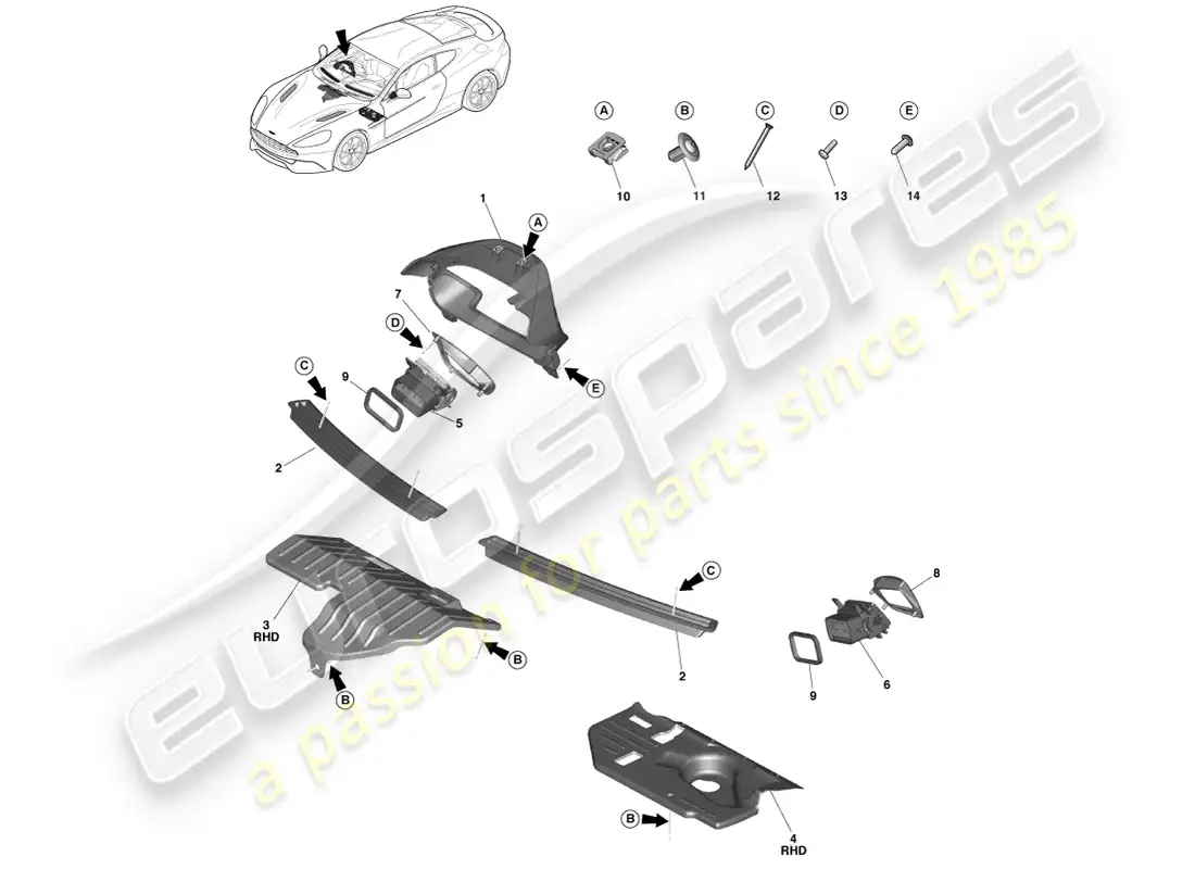 aston martin vanquish (2013) piezas aplicadas diagrama de piezas