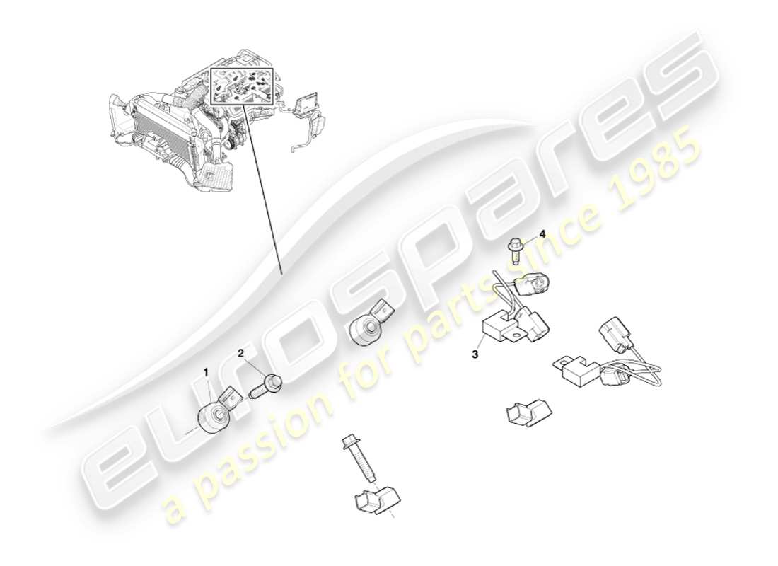 aston martin v8 vantage (2005) diagrama de piezas de control electrónico del motor