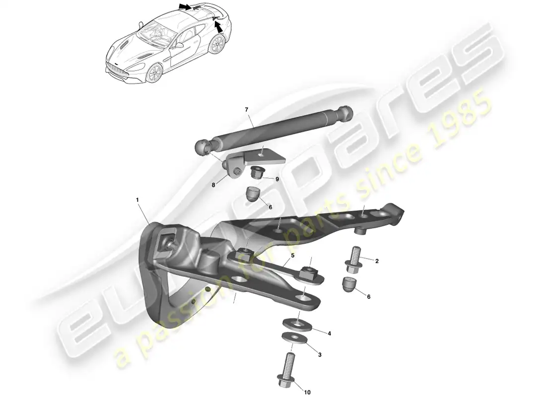 aston martin vanquish (2014) bisagras de tapa de maletero, coupé diagrama de piezas