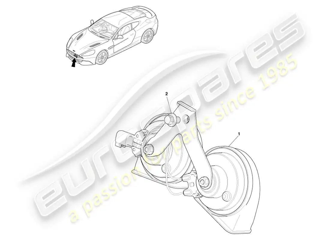 aston martin vanquish (2014) bocina de tráfico diagrama de piezas