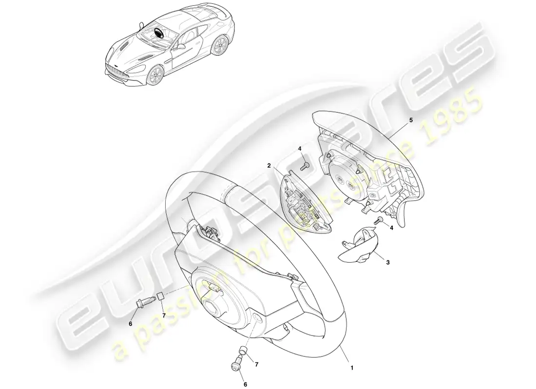 aston martin vanquish (2013) volante diagrama de piezas
