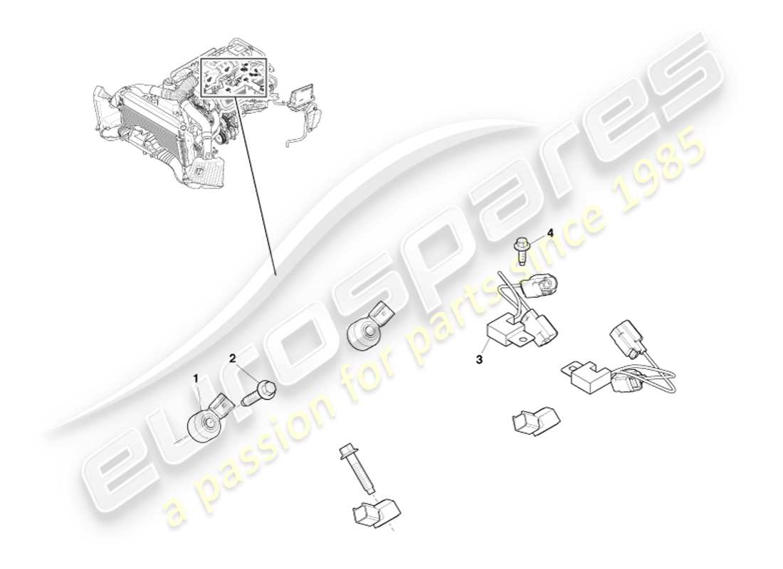 aston martin v8 vantage (2007) diagrama de piezas de control electrónico del motor