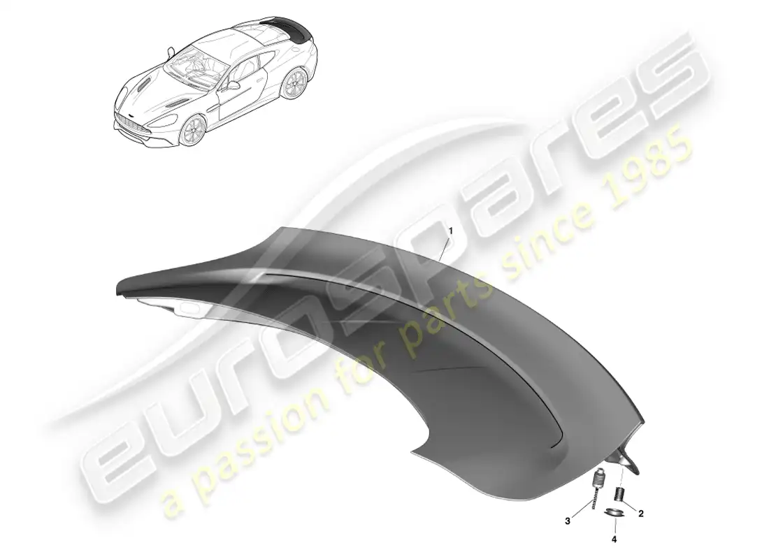 aston martin vanquish (2014) conjunto de portón trasero, cupé diagrama de piezas