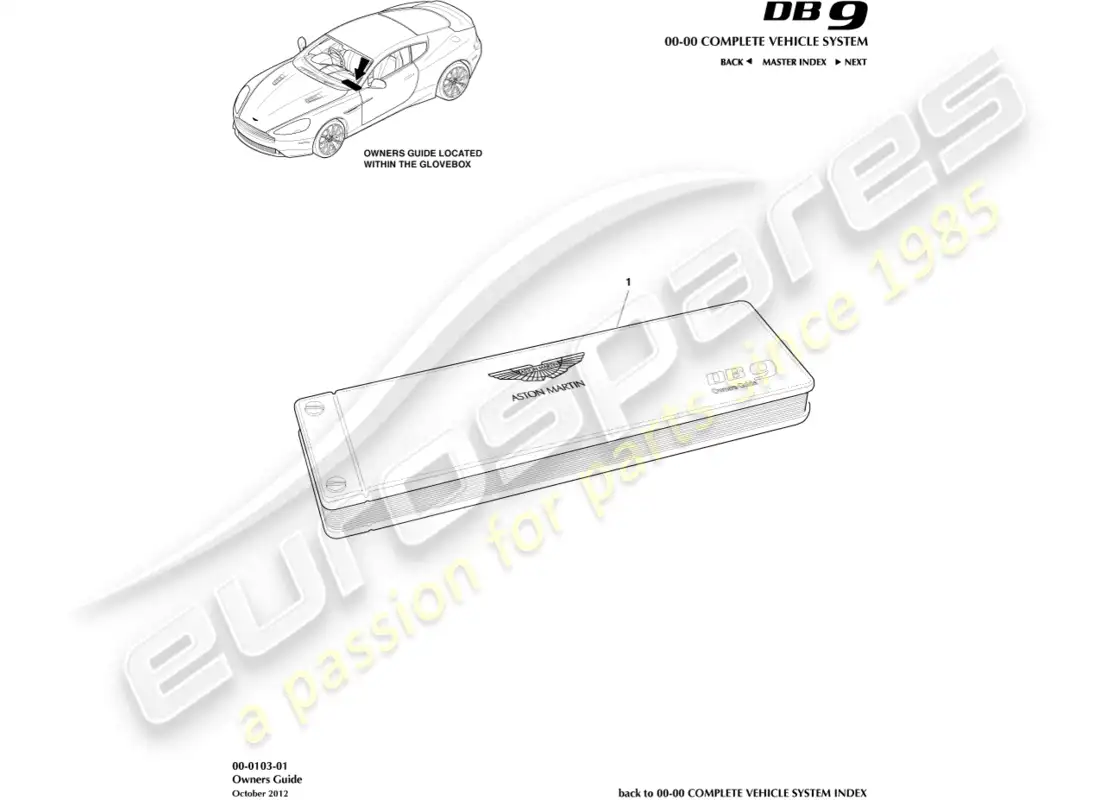 aston martin db9 (2016) guía del propietario diagrama de piezas