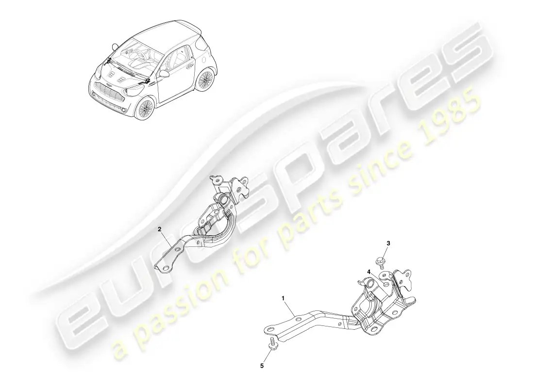 aston martin cygnet (2012) bisagras del capó delantero diagrama de piezas