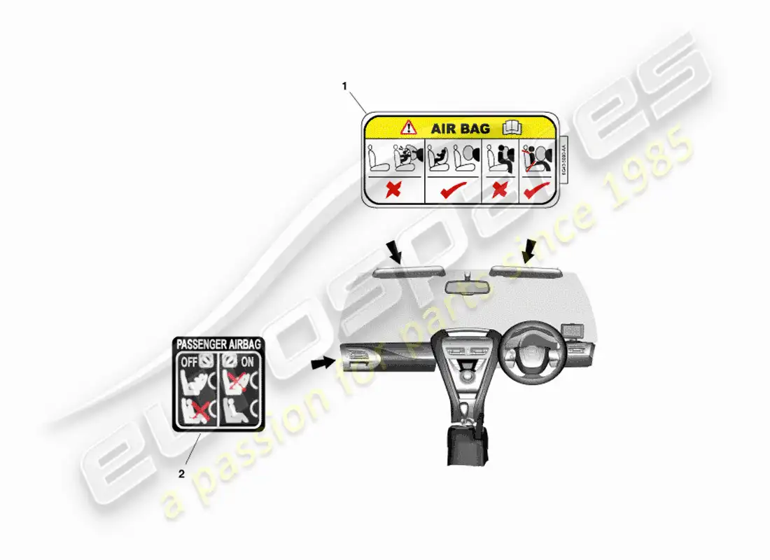 aston martin cygnet (2012) etiquetas interiores diagrama de piezas