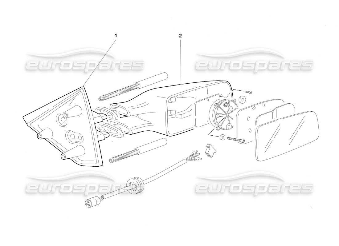 lamborghini diablo sv (1997) diagrama de piezas de espejos retrovisores externos (válidos para el lado derecho d. - marzo 1997)