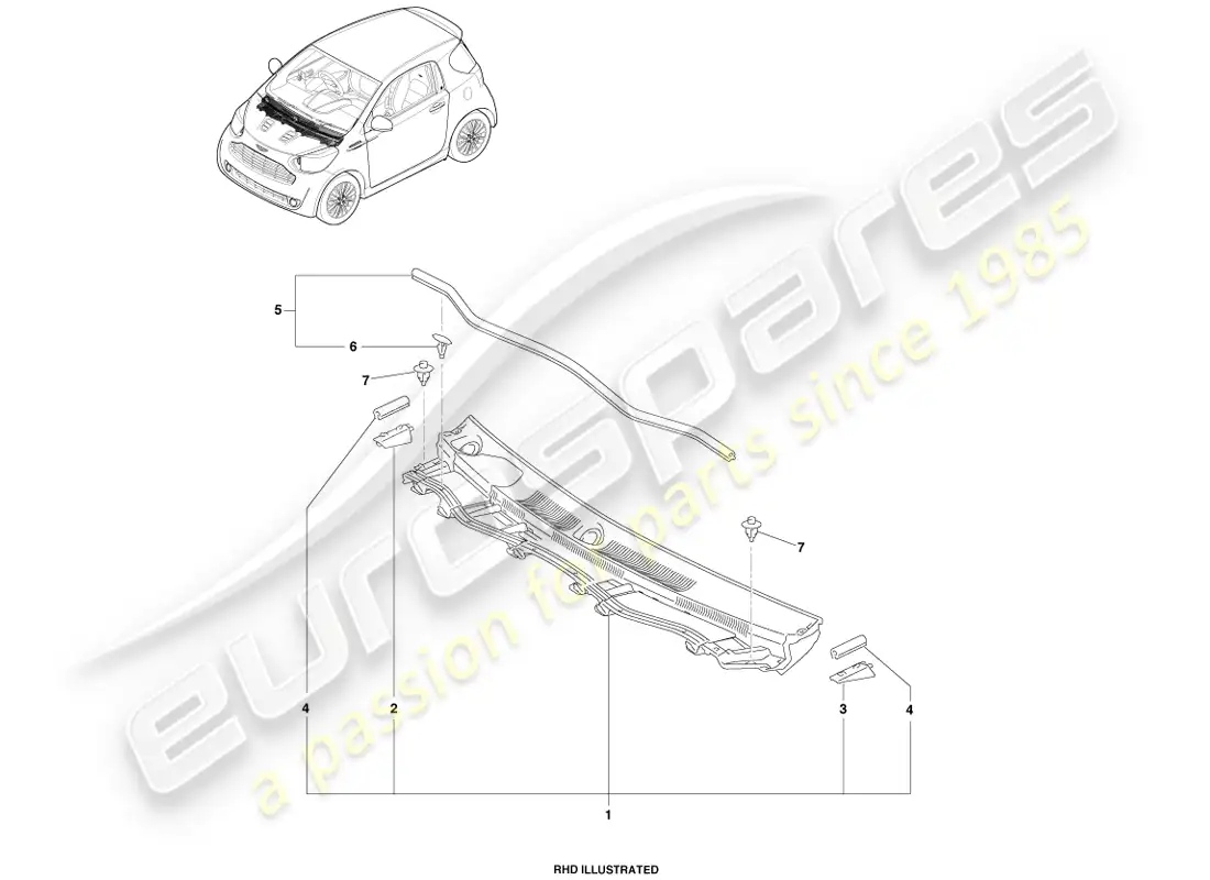aston martin cygnet (2012) componentes de entrada de aire diagrama de piezas