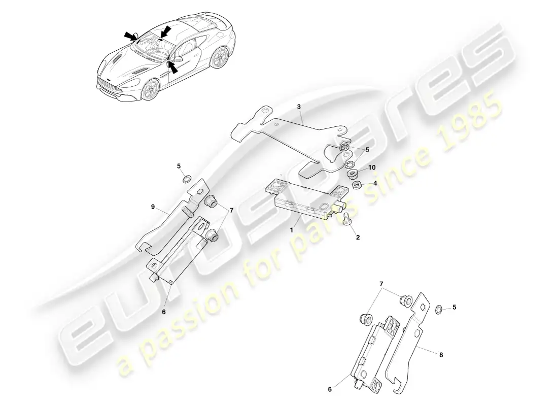 aston martin vanquish (2014) antena de radio diagrama de piezas
