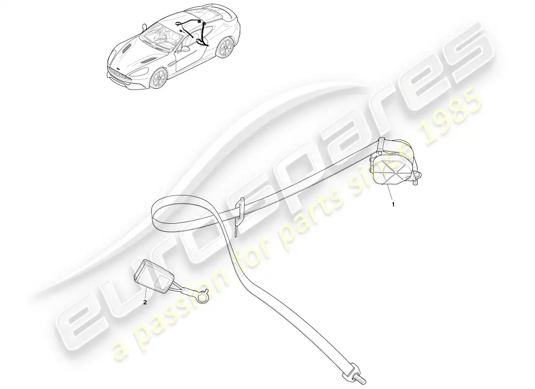 aston martin vanquish (2013) cinturones de seguridad traseros diagrama de piezas