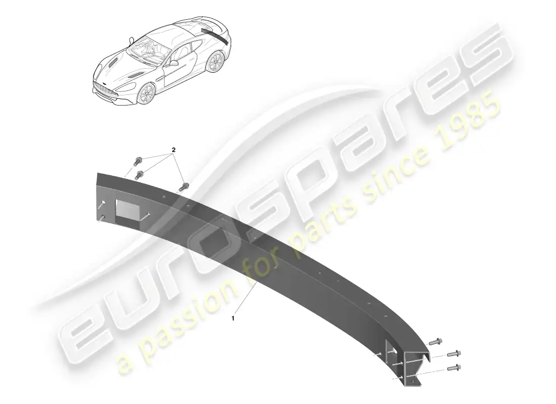 aston martin vanquish (2013) estructura del parachoques trasero, derecho de vía diagrama de piezas