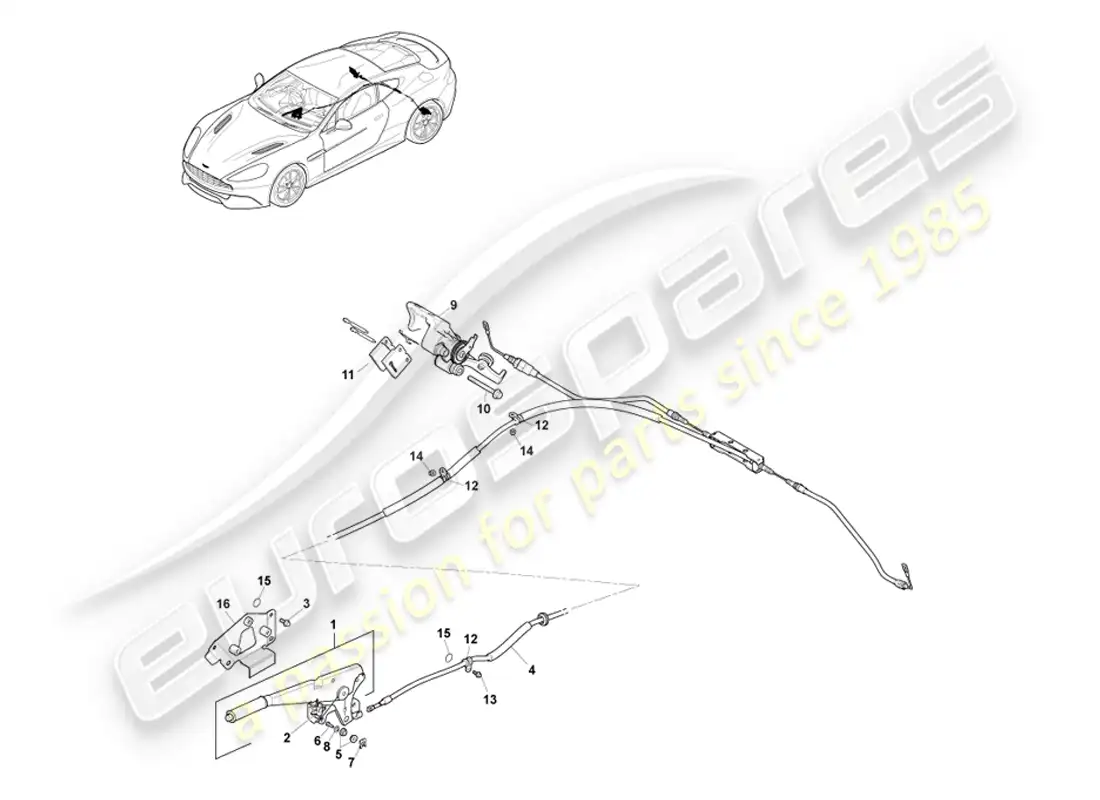 aston martin vanquish (2013) freno de estacionamiento, lado derecho diagrama de piezas
