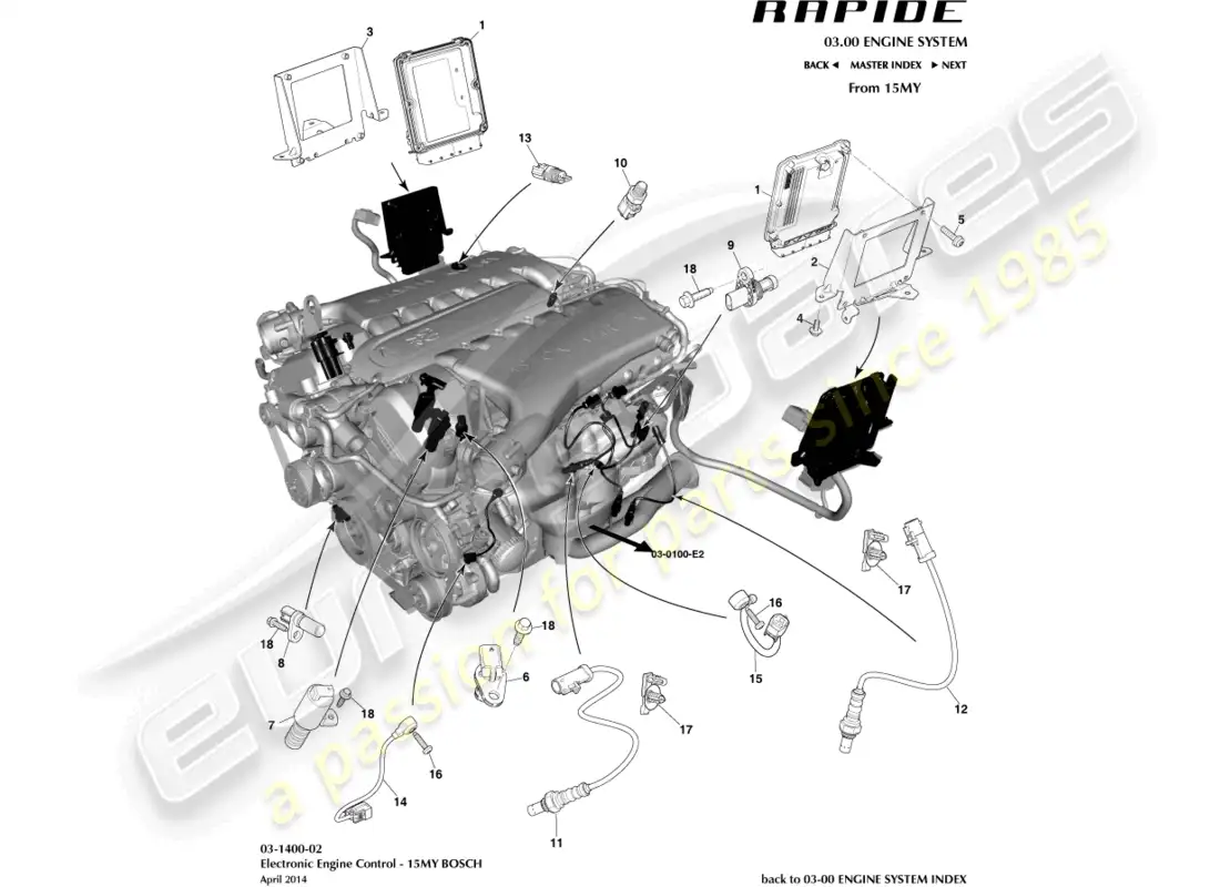 aston martin rapide (2012) control electrónico del motor, 15my diagrama de piezas