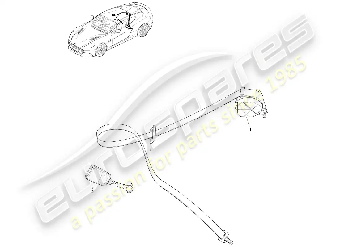 aston martin vanquish (2014) cinturones de seguridad traseros diagrama de piezas