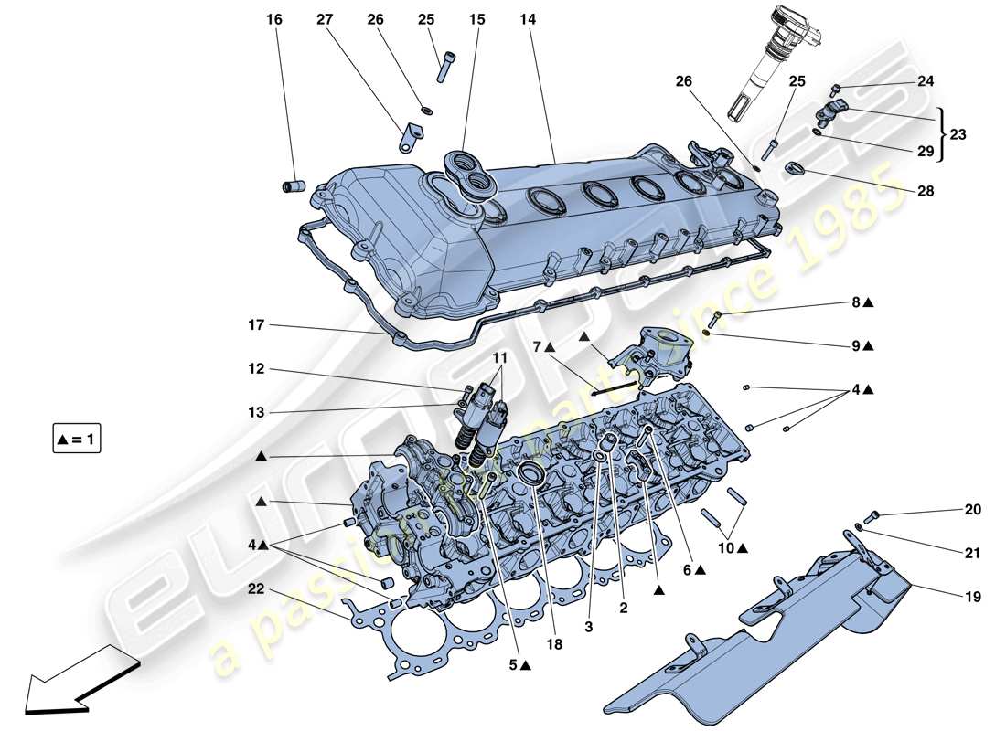 ferrari gtc4 lusso (rhd) diagrama de piezas de la culata del mano izquierdo