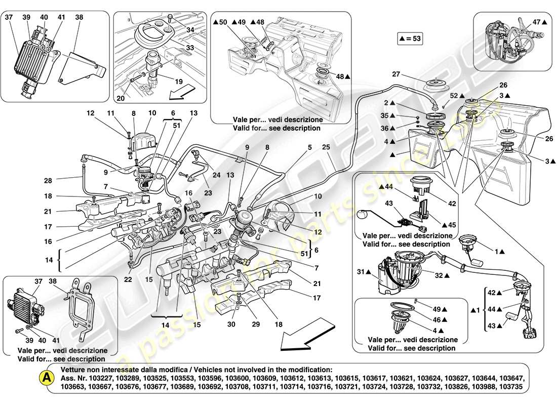 ferrari california (europe) bomba de combustible y tubos conectores diagrama de piezas